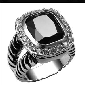 925 Marked Silver Ring w/ Black Stone